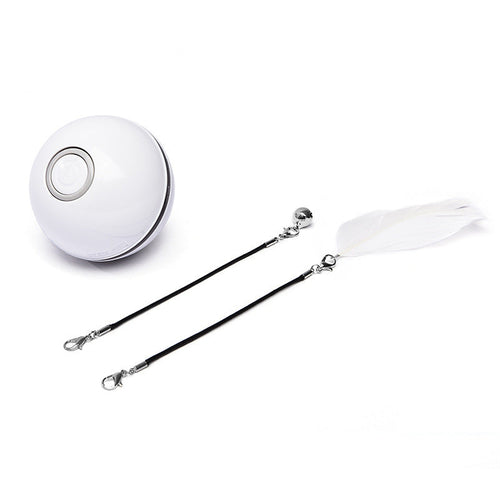 Balle Laser Interactive pour Chat – Jouet LED Rechargeable 360° avec Plumes et Clochette