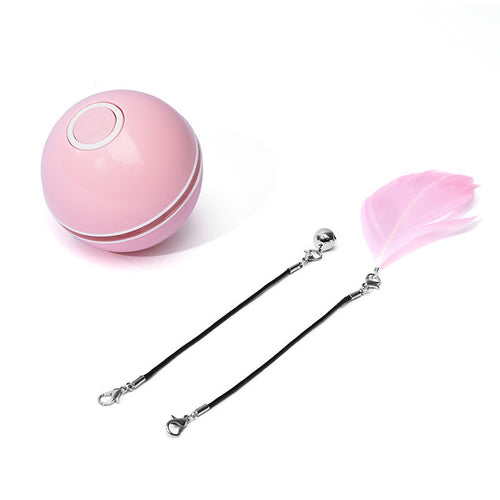 Balle Laser Interactive pour Chat – Jouet LED Rechargeable 360° avec Plumes et Clochette