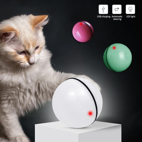 Balle Laser Interactive pour Chat – Jouet LED Rechargeable 360° avec Plumes et Clochette
